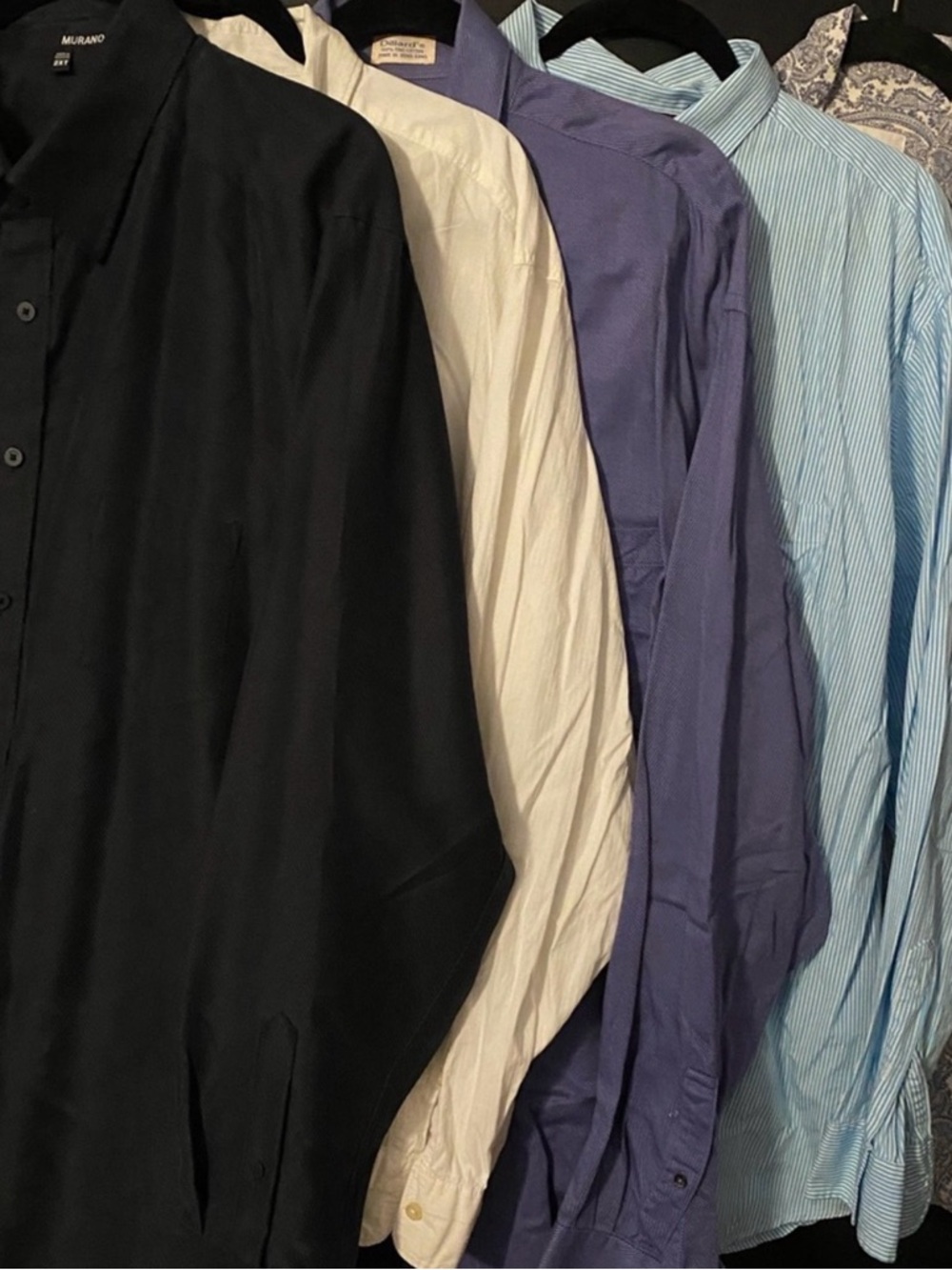 Murano Black Men's Dress Shirt with White and Blue Neighbors